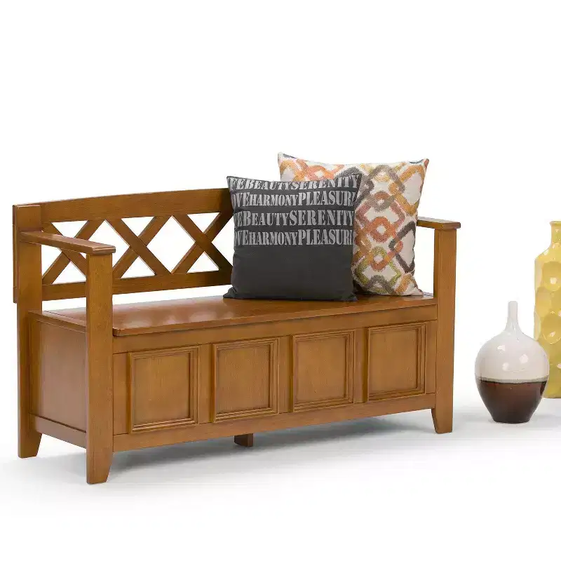 Halifax 48 inch Wide Solid Wood Transitional Entryway Bench
