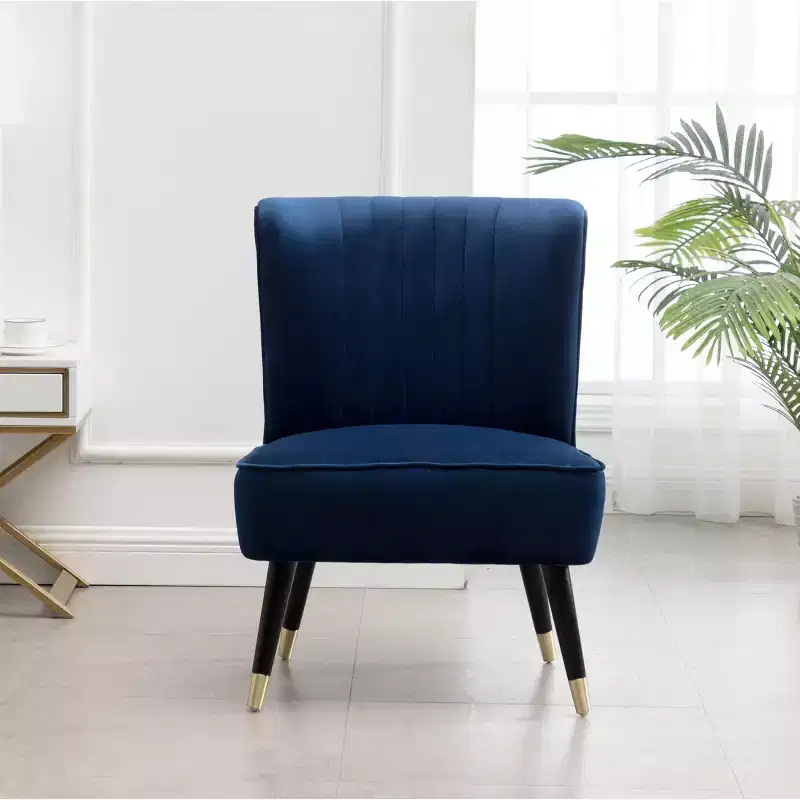 TUYOHW Velvet Accent Chair,Upholstered Chair with Lined Stitching,Rubberwood Legs,Thick Foam Padded Seat,Lounge Chair for Living Room,Bedroom