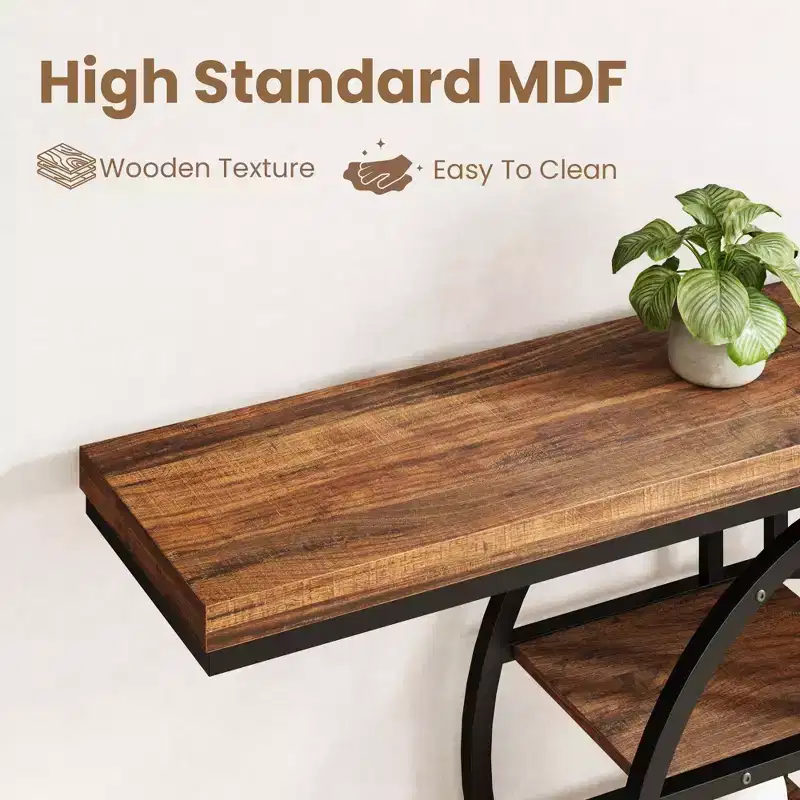 Console Table for Entryway, Storage Shelves, 5-Tier Narrow Accent Table with Circle Storage Shelves for Living Room, Hallway, o-Shaped Metal Frame