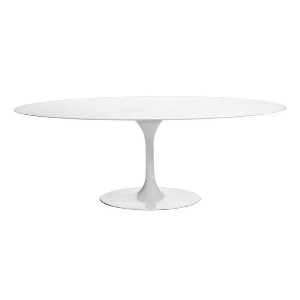 White Oval Tulip Dining Table, Seats 4–5