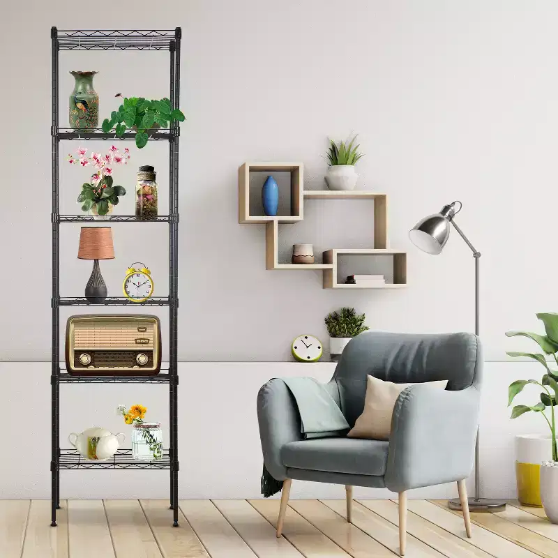 FDW 6 Tier Wire Shelving Unit Heavy Duty Storage Rack Metal Shelf Garage Organizer Shelves