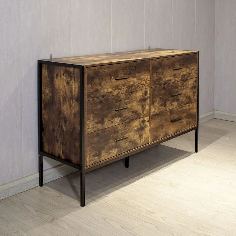 Rustic Brown 6 Drawer Dresser or 2 Nightstands