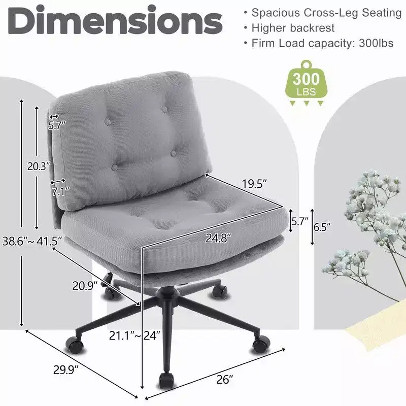 25.2 Inch Make Up Task Office Chair