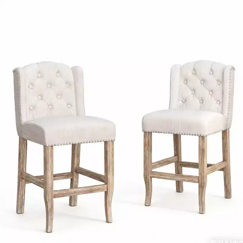 Christopher Knight Home Evelina Contemporary Wingback Rubberwood Upholstered Tufted Counter Stools (Set of 2)