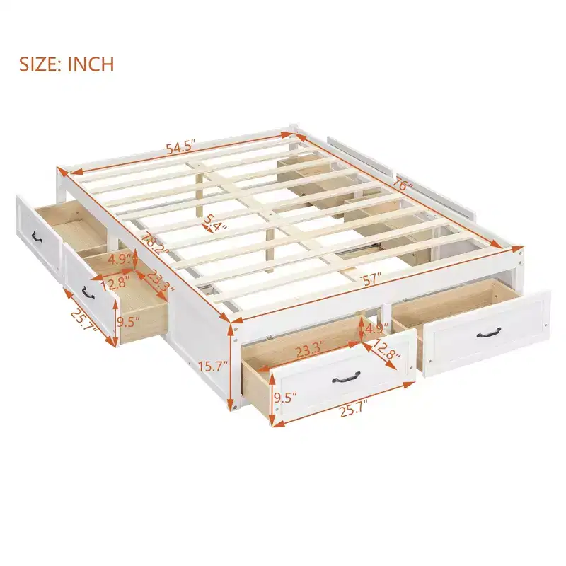 Luxystar Full Size 6 Drawers Storage Platform Bed