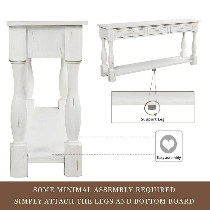Nestfair 64 in. W Console Table with Drawers and Shelf