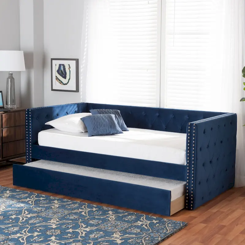 Larkin Modern Velvet Fabric Upholstered Daybed with Trundle