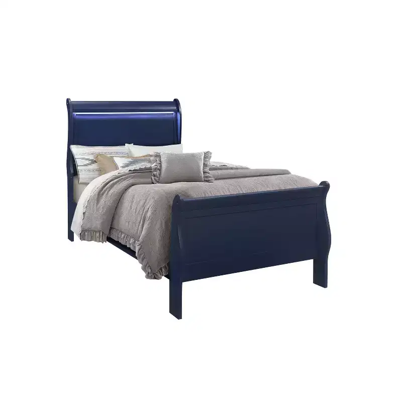 HomeStock 17.5 in.H Twin Size Blue with Beds with Headboards made of Plastic Bed Frame