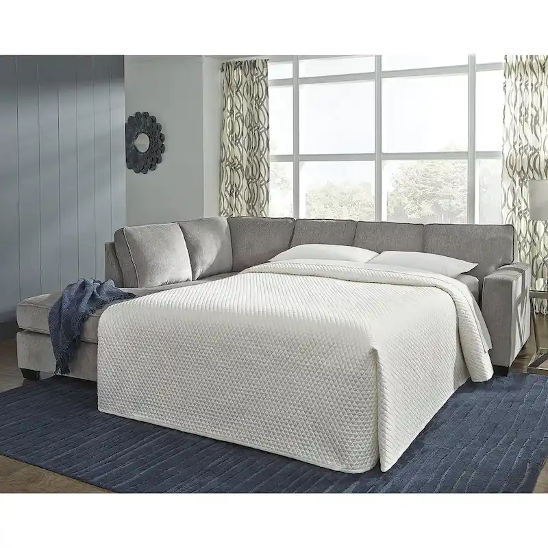 2-Piece Sleeper Sectional Sofa with Chaise | Pull-Out Bed | Upholstered | Living Room