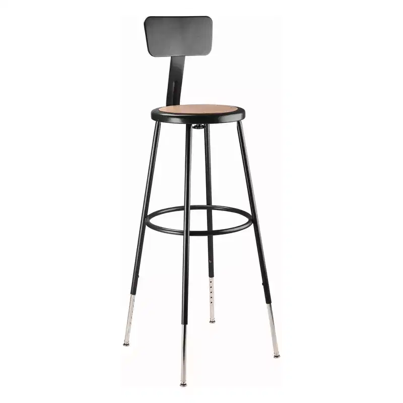 Hampden Furnishings Set of 2 32-39 Height Adjustable Heavy Duty Steel Accent Barstools with Backrest Black: Modern Design