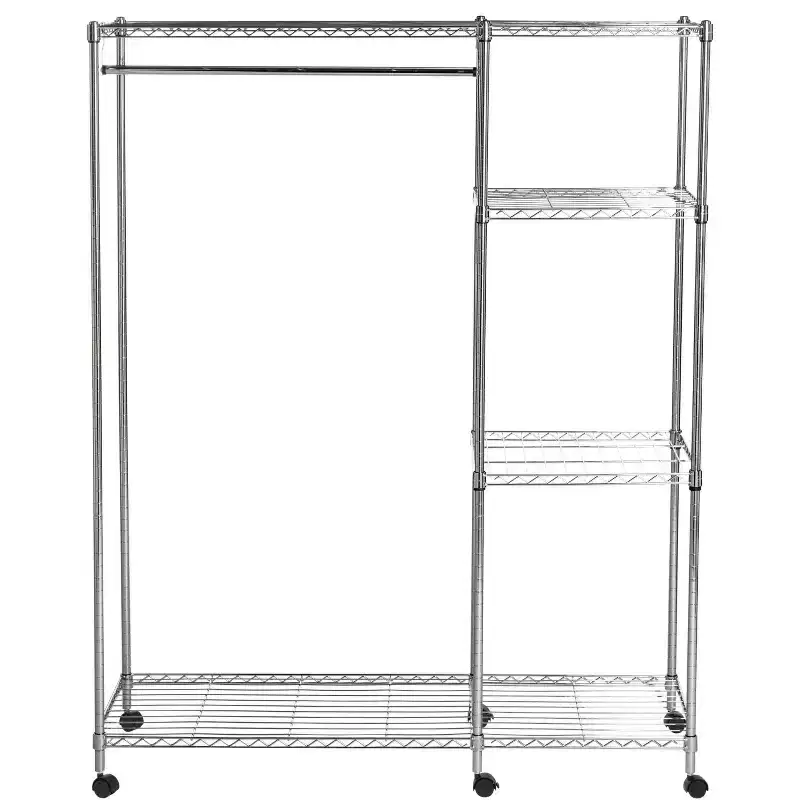 Betsy Adjustable Garment Rack (Optional Casters/Wheels) - HAC1008 - Chrome - Safavieh