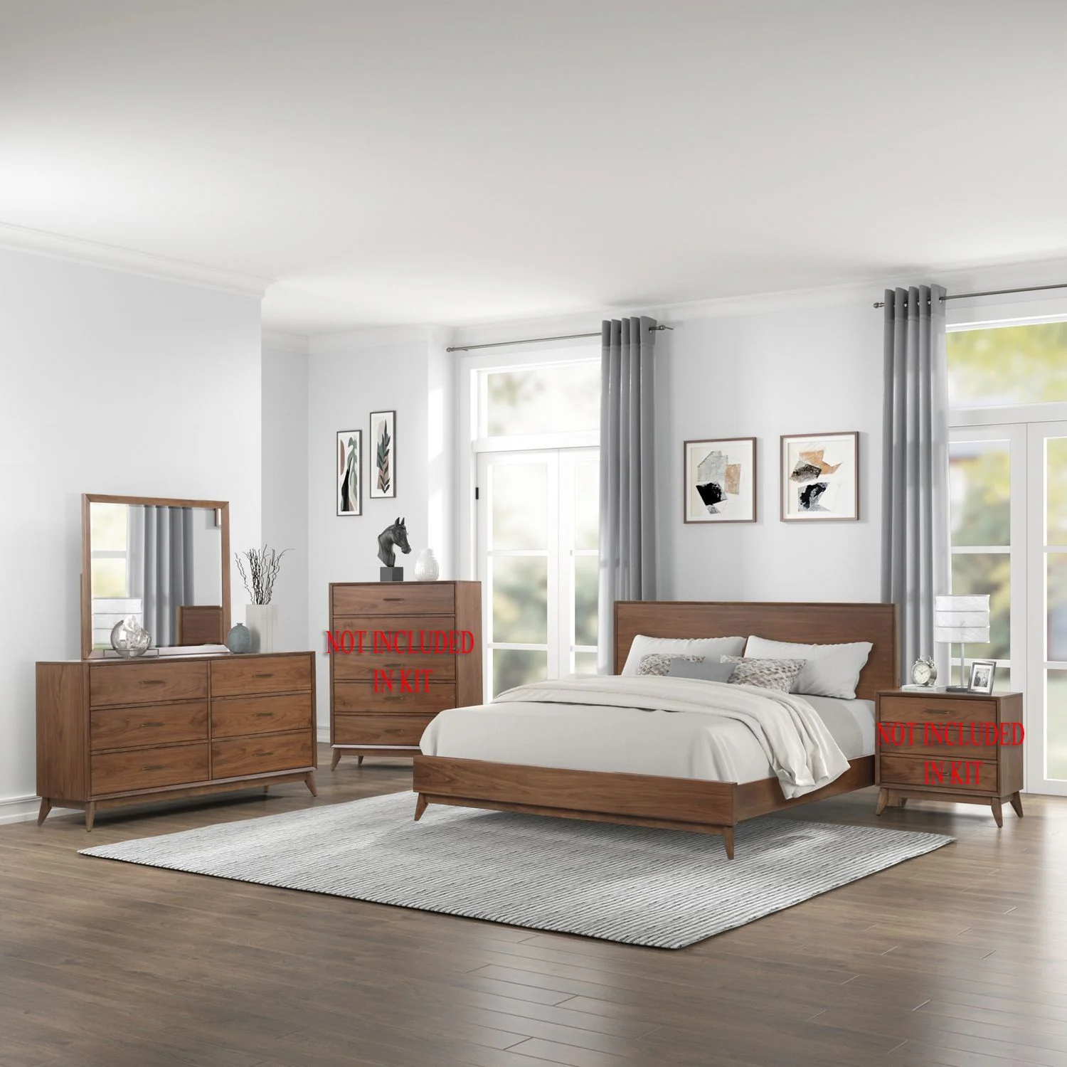 Dresser & Mirror - Walnut — Contemporary Living is highlighted by design that conveys energy and imagination while silhouettes create
