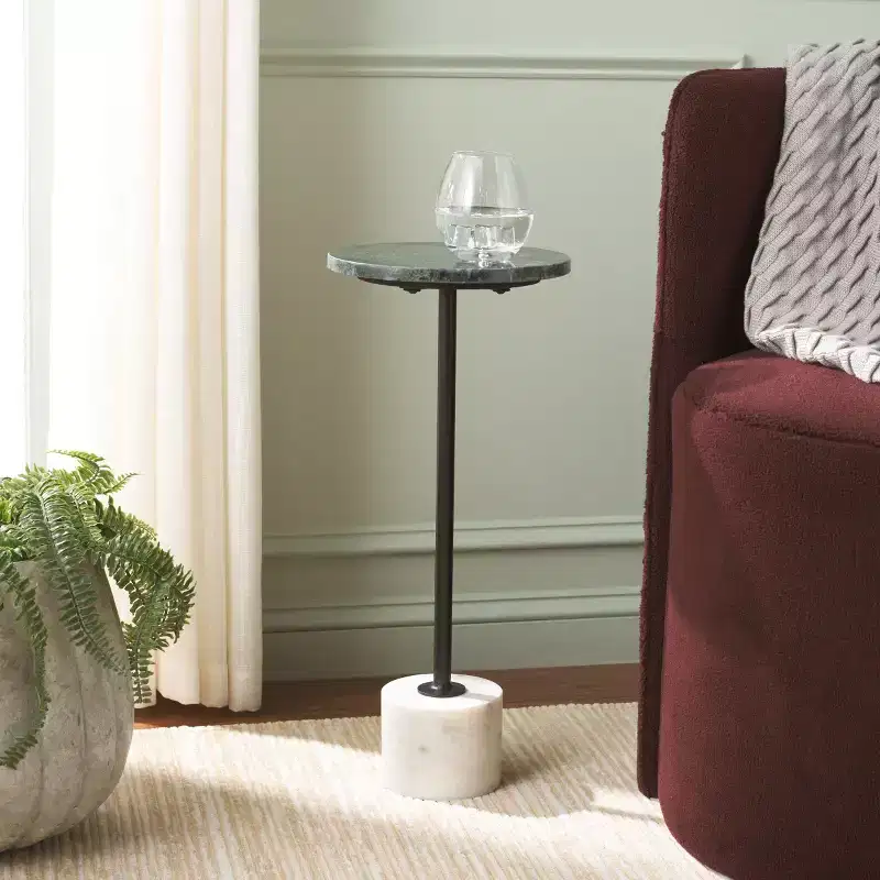 Karik Round Side Table - ACC3735A - Dark Green/Black - Safavieh