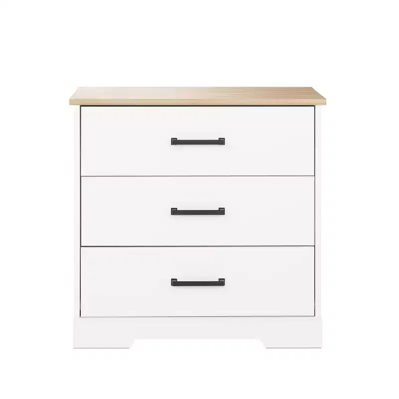 Prepac Rustic Ridge Farmhouse 3 Drawer Nightstand White/Oak
