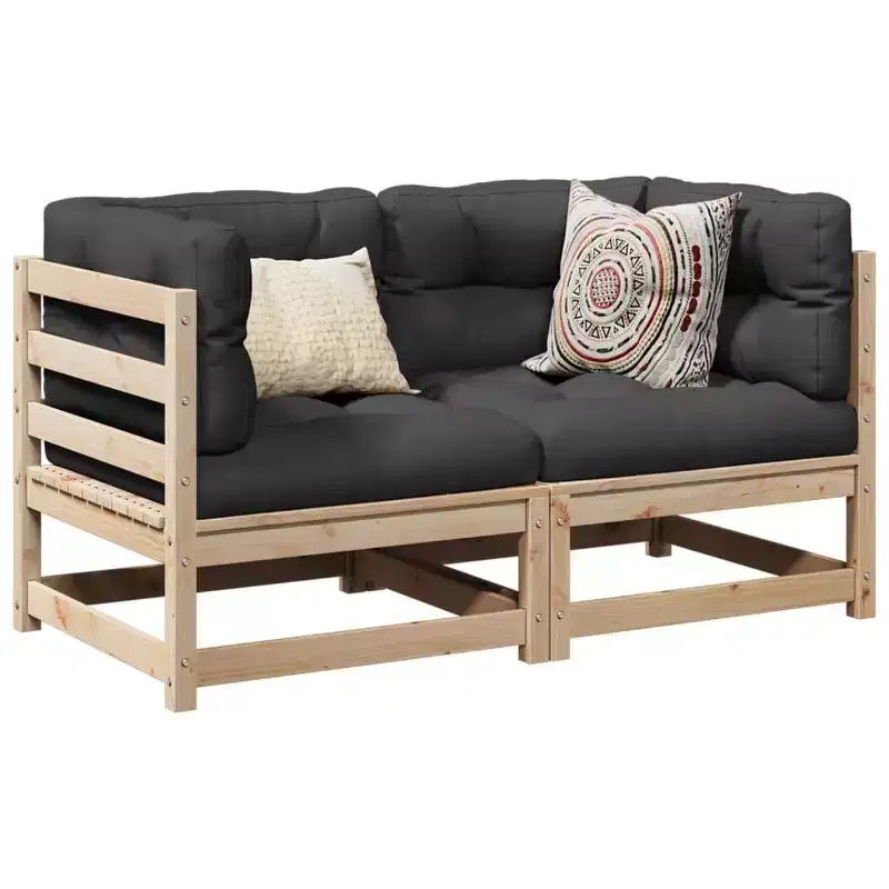 vidaXL 2 Piece Patio Sofa Set Solid Wood Pine
