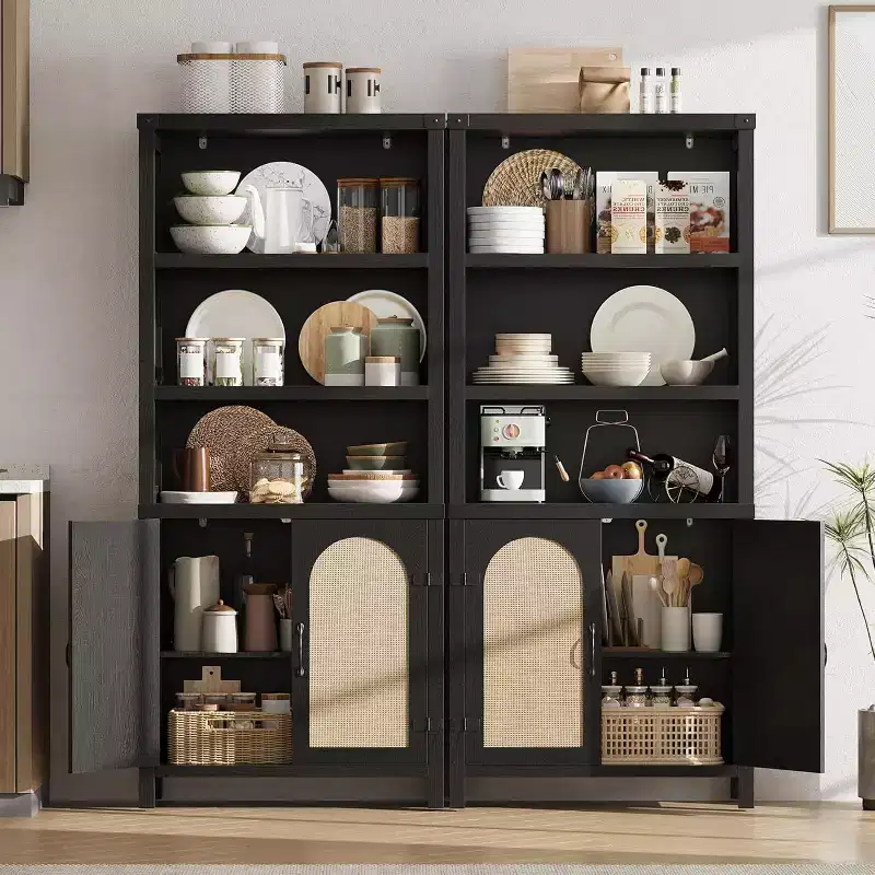 5-Tier Tall Storage Cabinet, Bookshelf Organizer for Living Room, Hallway & Entryway, Black