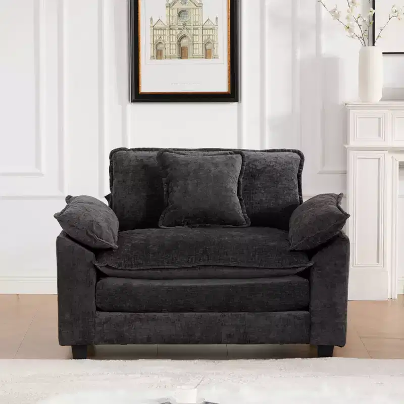 Cloud Sofa Single Seat, Modern Sectional Couch, Comfy Double Layer Upholstered Seat Cushion, Breathable Chenille Fabric