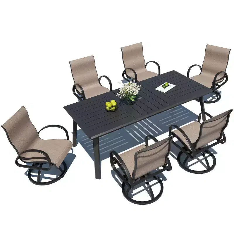 Crestlive Products Aluminum Outdoor Dining sets Patio Dining Table with Classic Round Armchairs for 6-10 People Outside