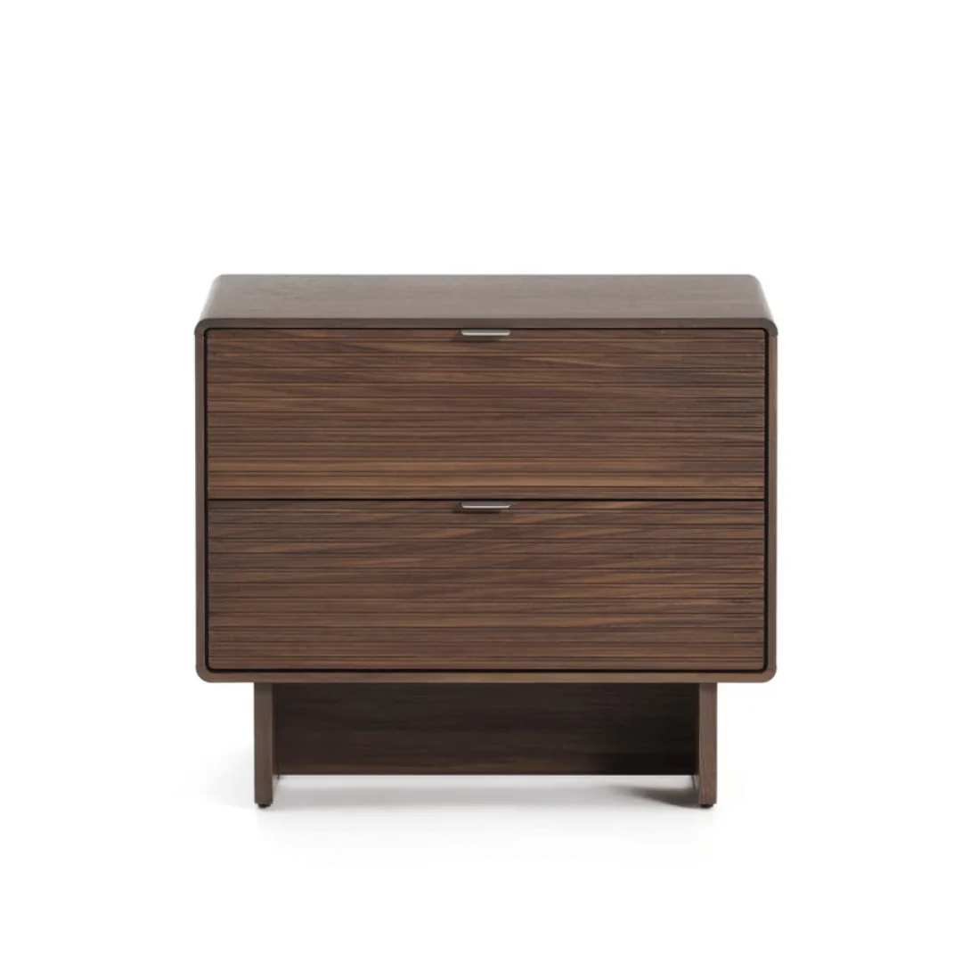 Mid-Century Walnut brown Walnut Bedside Table for Bedroom