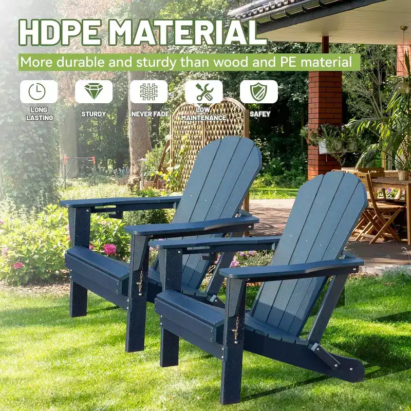 GDFStudio Olin Outdoor Folding HDPE Adirondack Chairs (Set of 2)