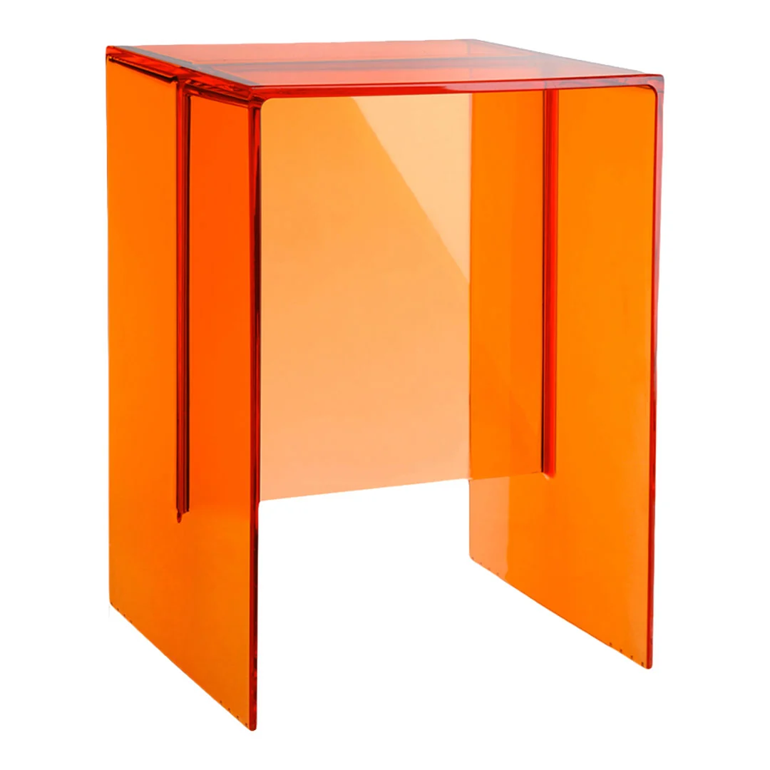 Minimalist Transparent Plastic Side Table & Stool with Monolithic Geometric Form for Living Room