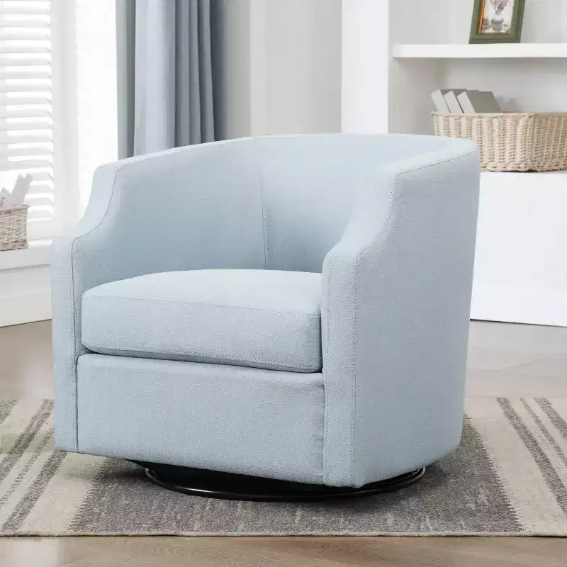 Swivel Glider Barrel Accent Chair, Upholstered
