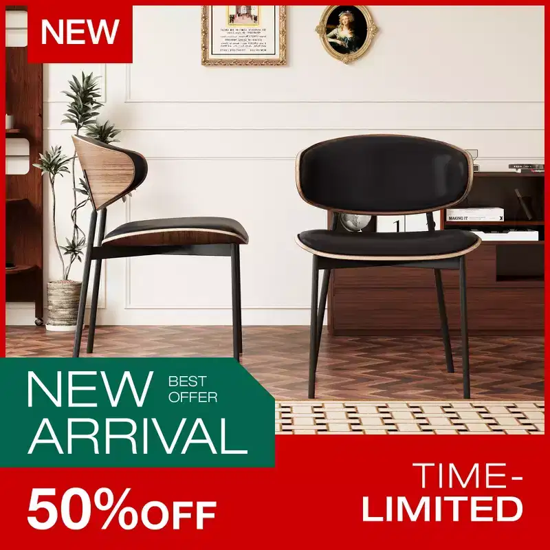Luck Live Modern 2-Pack Contemporary Dining Chairs with Metal Frame, Soft Upholstered Seat & Back