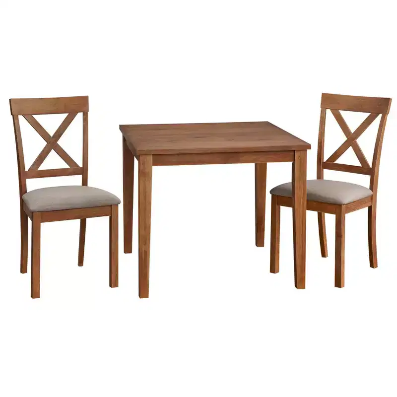 Buylateral 3pc Halsted Farmhouse 36" Square Dining Set Driftwood