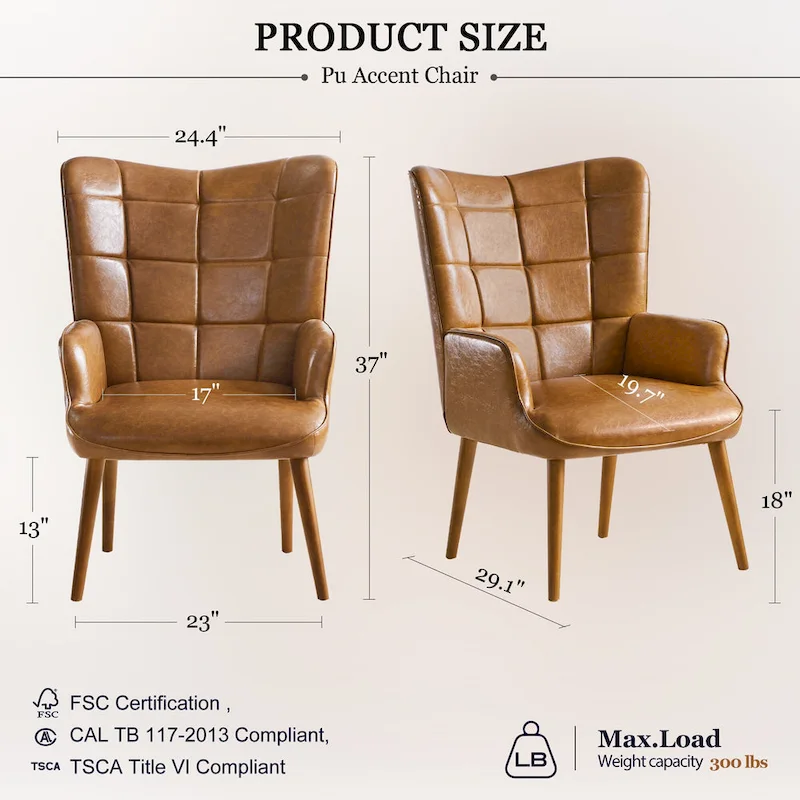 High-back Tufted Accent Chair Set of 2 Cream/ Brown/ Taupe