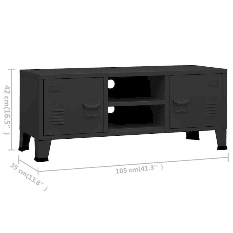 Industrial Metal TV Stand with 2 Doors and Storage Shelf - 41.3W