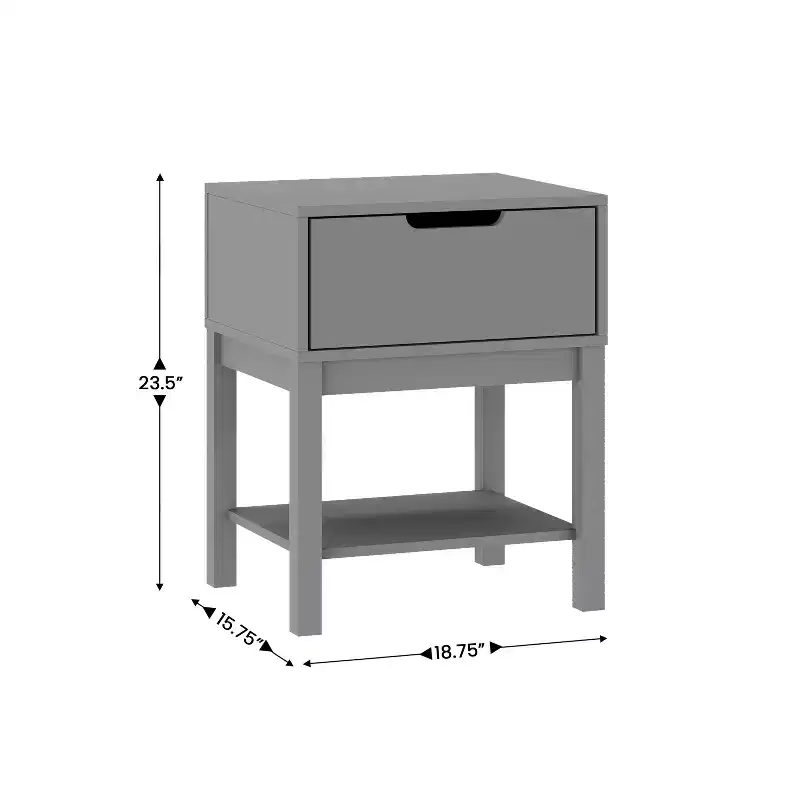 Wood Kids Nightstand with Single Drawer & Open Shelf