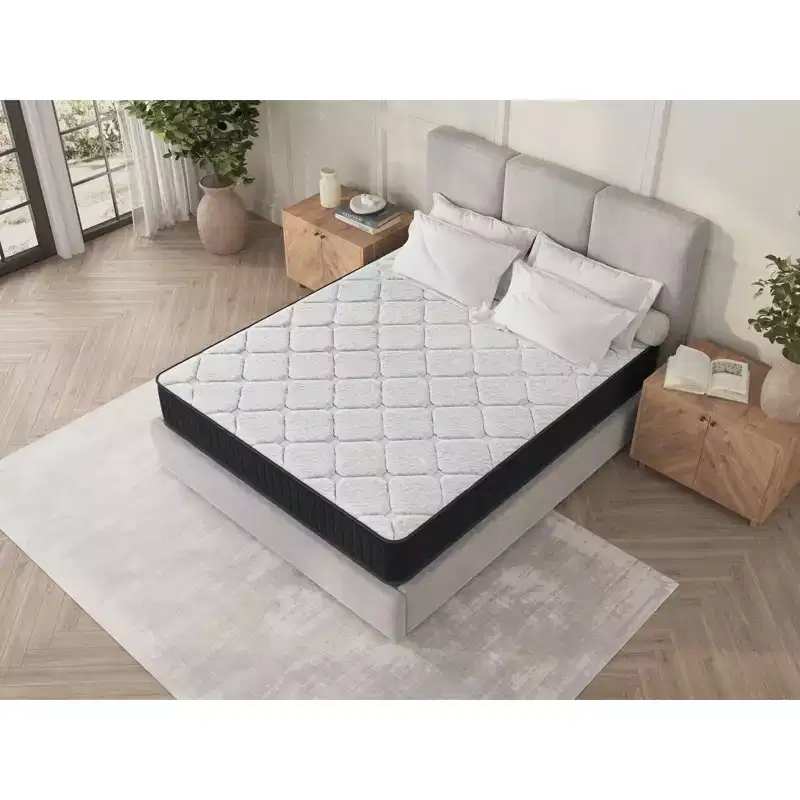 Okak Modern 10Inch Navy White Innerspring Hybrid Mattress with Pressure Relief for Comfy Sleep,CertiPUR-US Certified Bed Mattresses