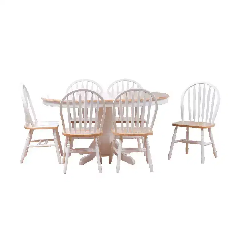 Buylateral 7pc Lancaster Farmhouse Solid Wood Extendable Dining Table Set