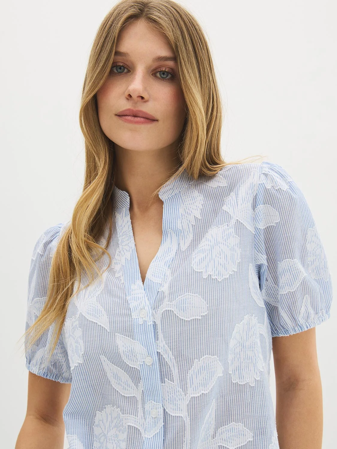 Cotton Floral Flocked Blouse