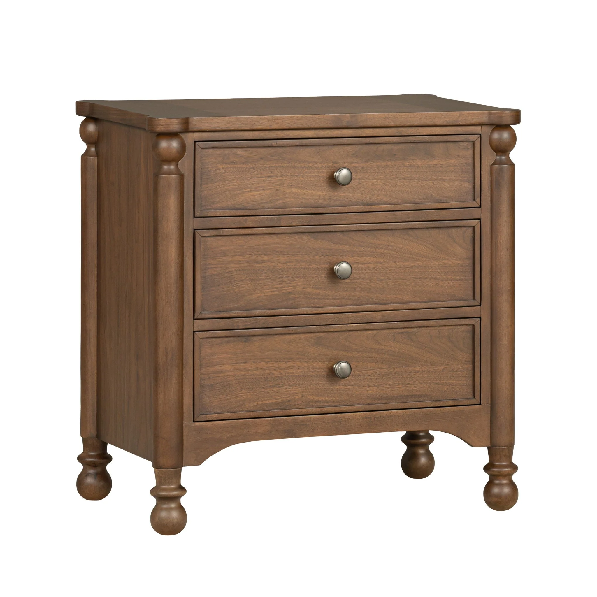 Nightstands d Walnut product Features New traditional聽style with turned legs and finial details