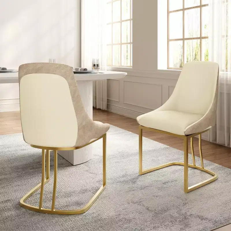 CLIHOME Set of 2 Modern High Back Dining Chair with Metal Legs