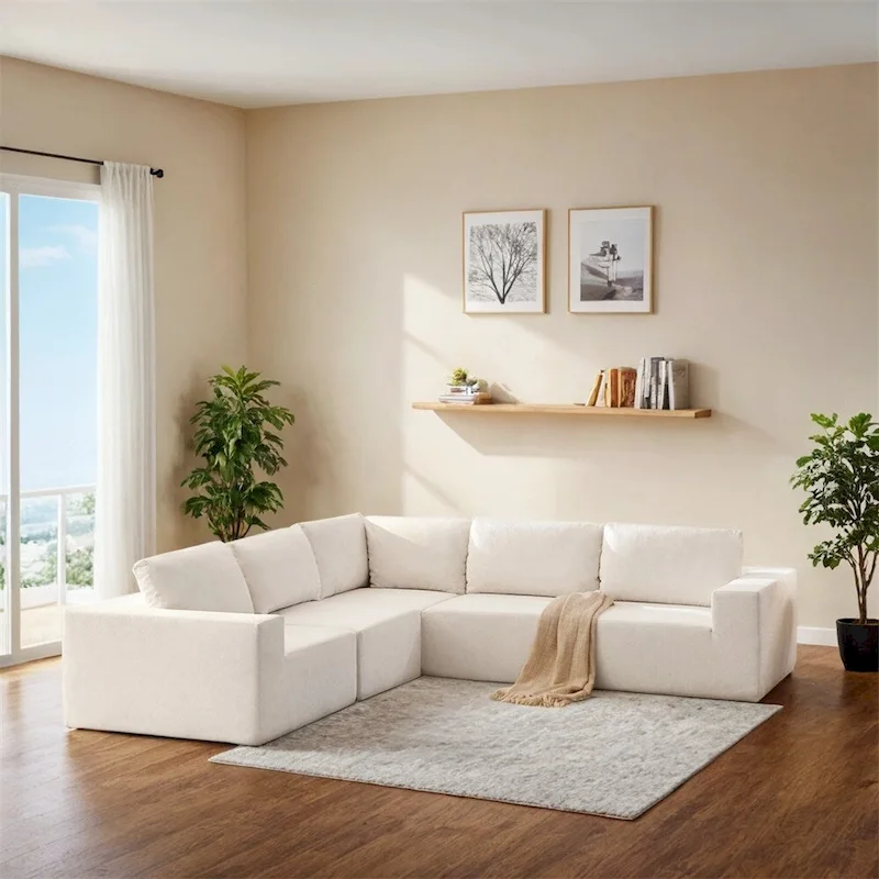 Modular L Shaped Sectional Sofa, Floor Couch, Upholstered Furniture