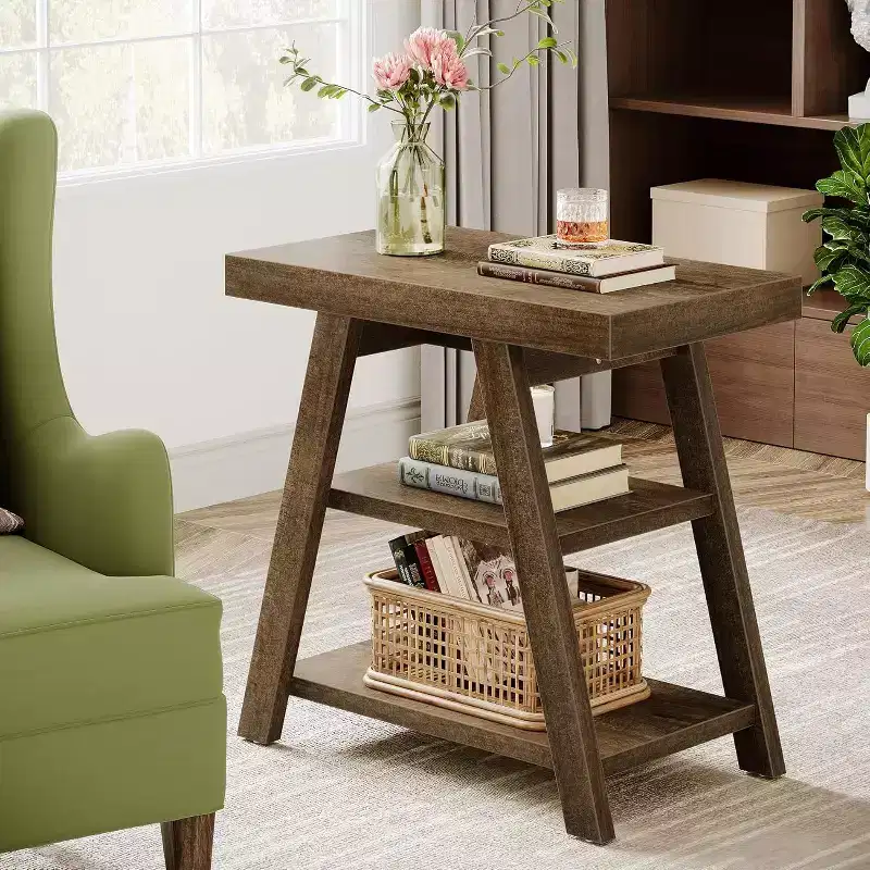Farmhouse 3-Tier End Table for Living Room