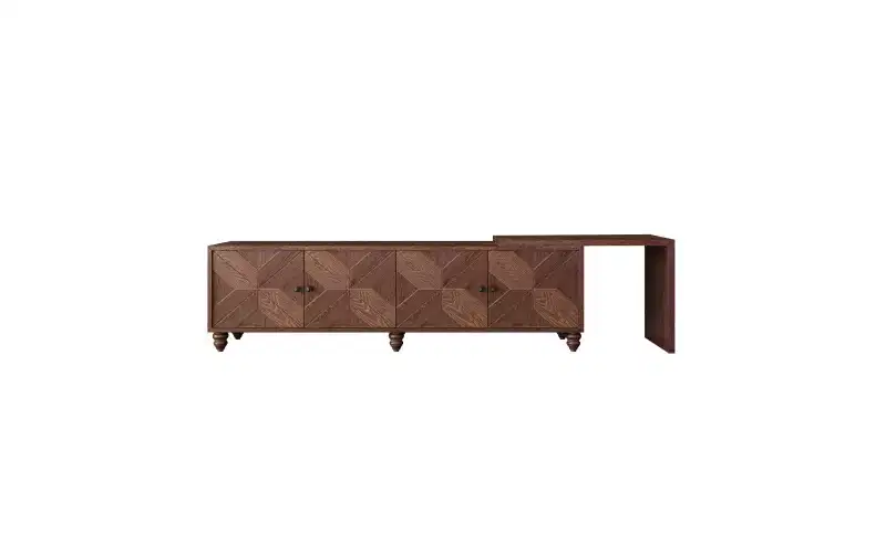 GDFStudio Mamie Modern 90 Wooden Extendable TV Stand with 2-Cabinets