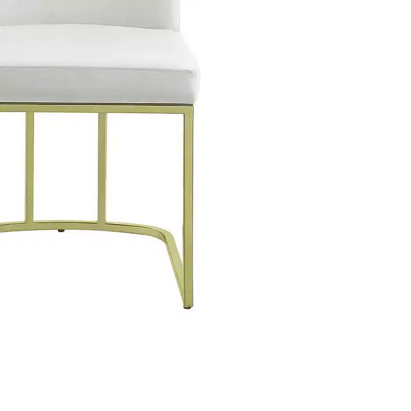 19" Zazie Dining Chair Beige Velvet and Gold Finish - Acme Furniture: Upholstered, Armless, Wood Composite Frame