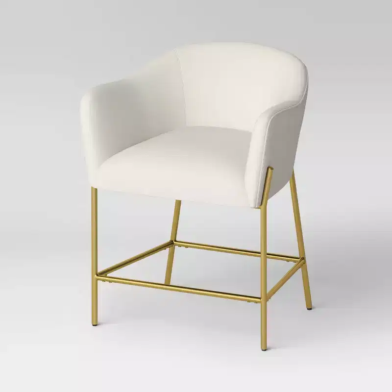 Gladden Barrel Counter Height Barstool: Upholstered, Brass Legs, Cushioned - Threshold™