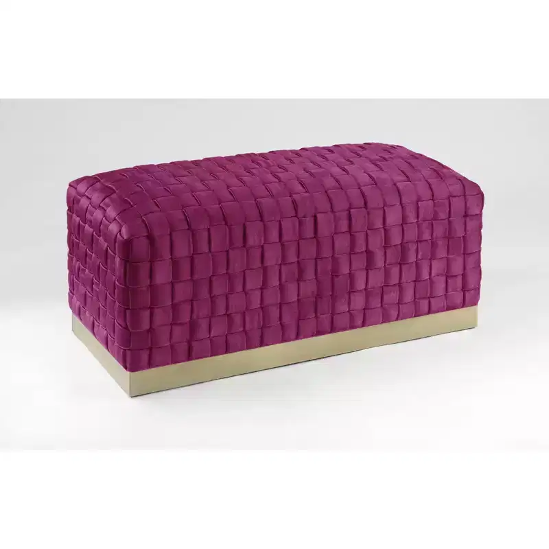 Nicole Miller Satine Velvet Hand Woven Bench with Base