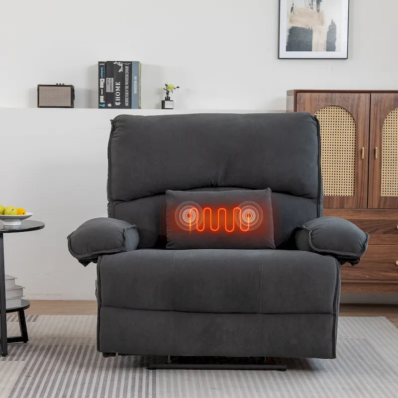 Oversized Push-Back Recliner with Massage Pillow and Heating