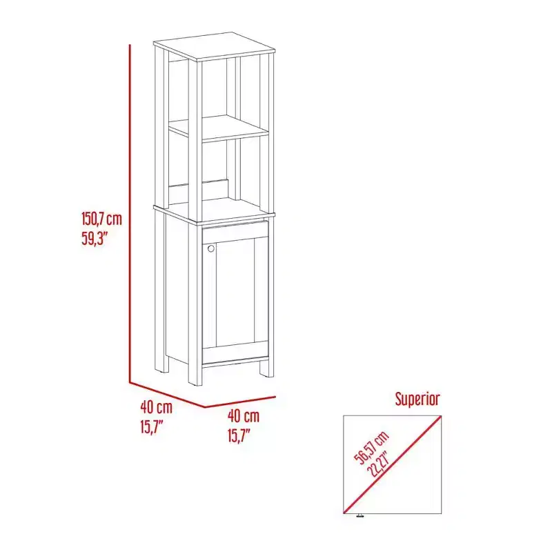 Okak 60 Inch Tall Bathroom Storage Cabinet, Slim Storage Cabinet with 2 Open Shelves for Living Room, Home