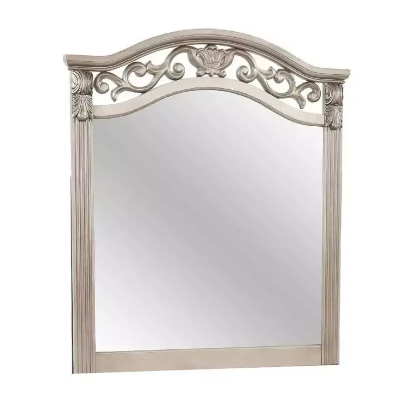Royal Hampton Dresser Mirror, Antique Silver Pine Wood, Molded Frame Detail, 37x41