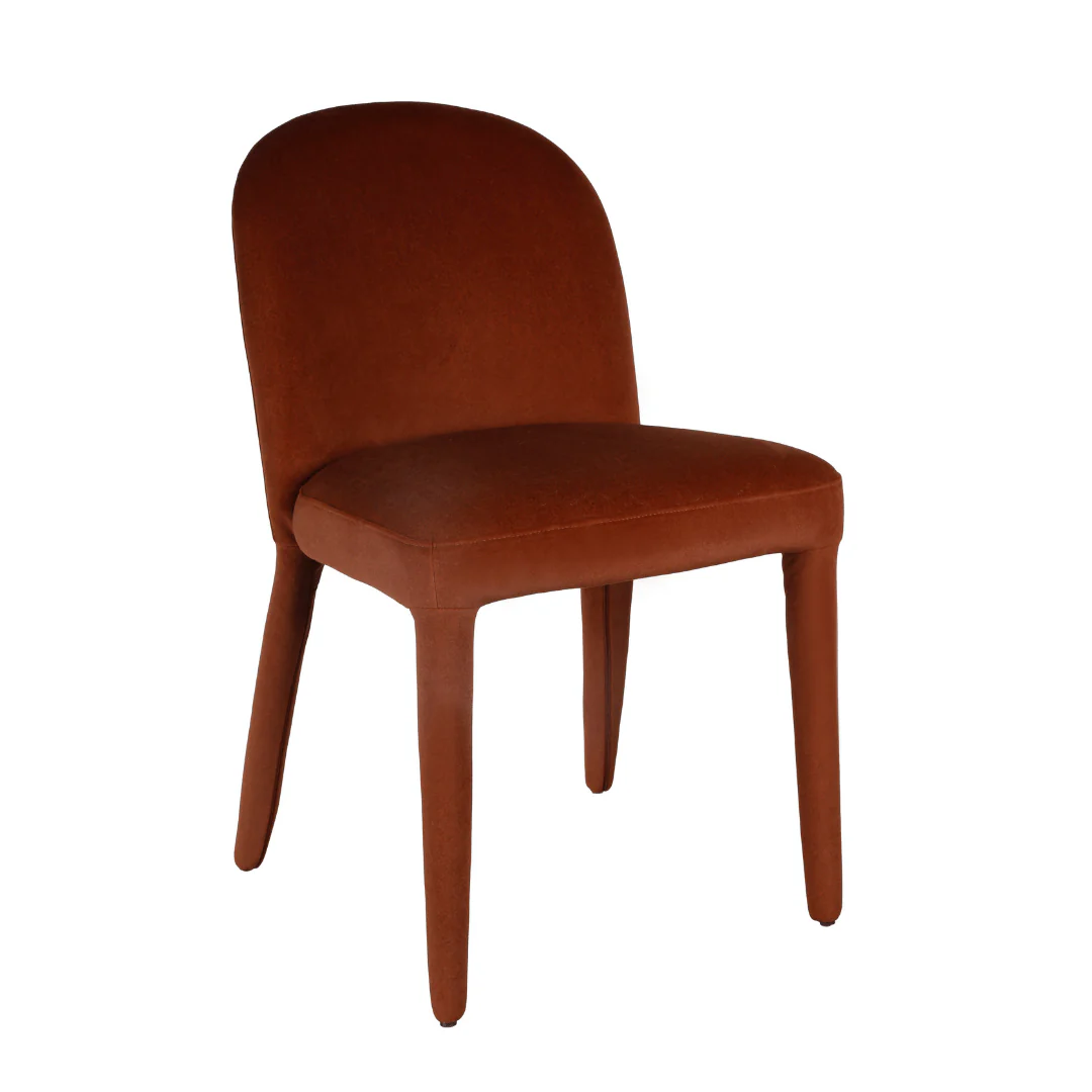 Minimalist Rust Fabric Dining Chair for Dining Room