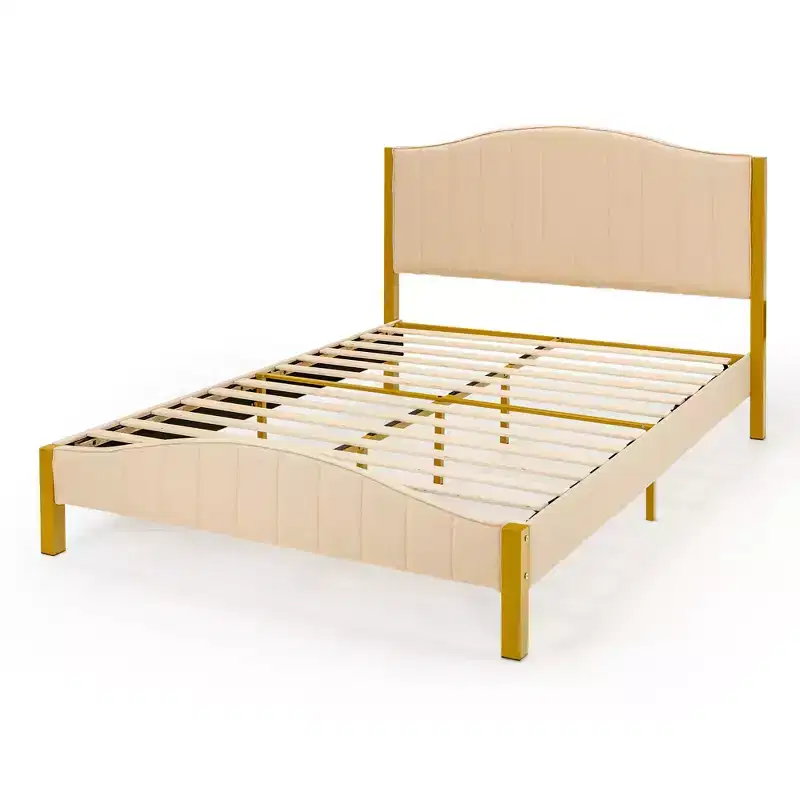 Full/Queen Upholstered Platform Bed Frame with Quilted Headboard