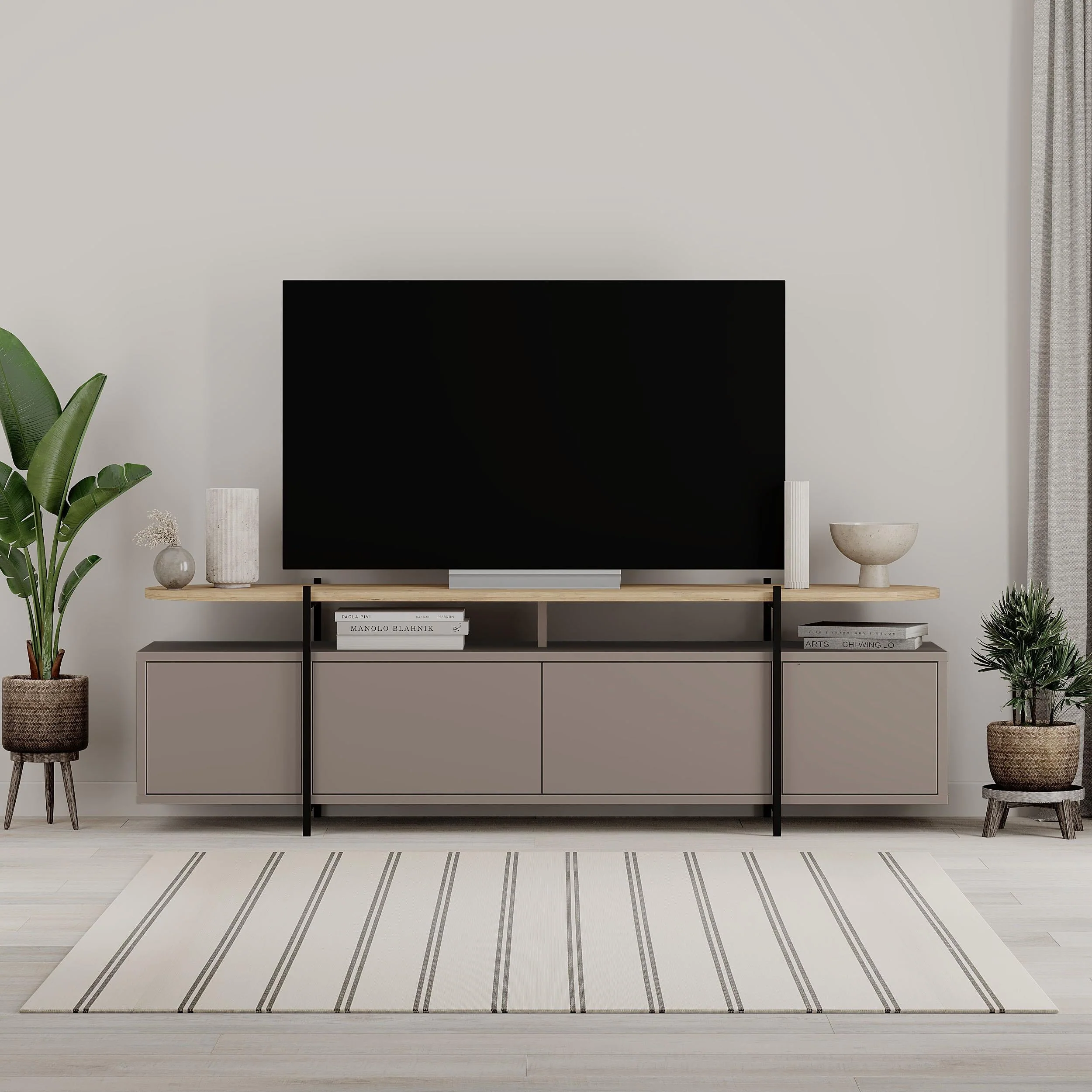 Hanley Modern TV Stand Multimedia Centre TV Unit With Storage Cabinet 160cm