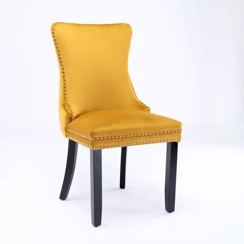 Okak Retro Dining Chairs Set of 2, Comfy Upholstered Wing-Back Chairs with Backstitching Nailhead Trim, Kitchen Chairs with Solid Wood Legs