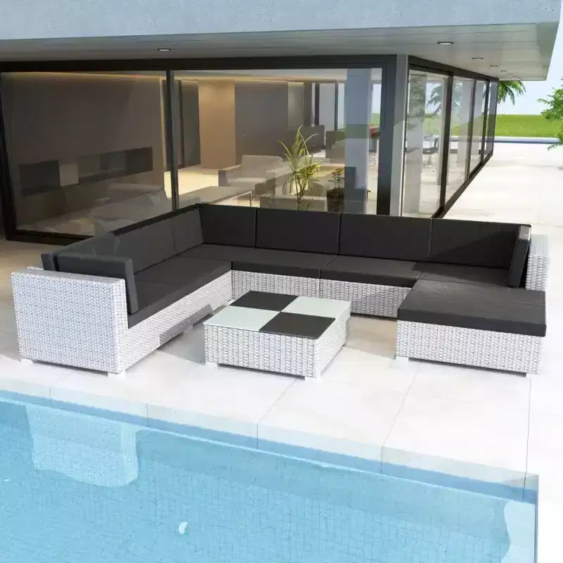 vidaXL Patio Furniture Set Set of 8 White, Black